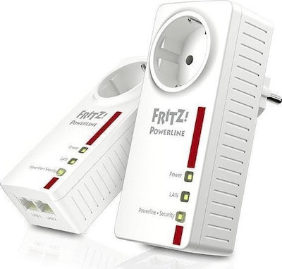 AVM Fritz! 1220E Powerline Dual Kit Wired with Passthrough Socket and 2 Ethernet Ports