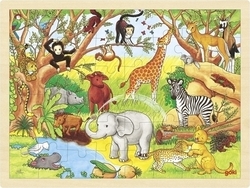 Wooden Kids Puzzle African Animals for 3++ Years 48pcs Goki