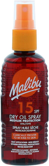 Malibu Dry Oil Αδιάβροχο Αντηλιακό Λάδι Σώματος SPF15 σε Spray 100ml
