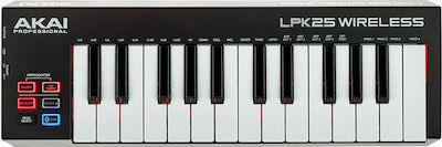 Akai Midi Keyboard LPK25 Wireless με 25 Πλήκτρα σε Μαύρο Χρώμα