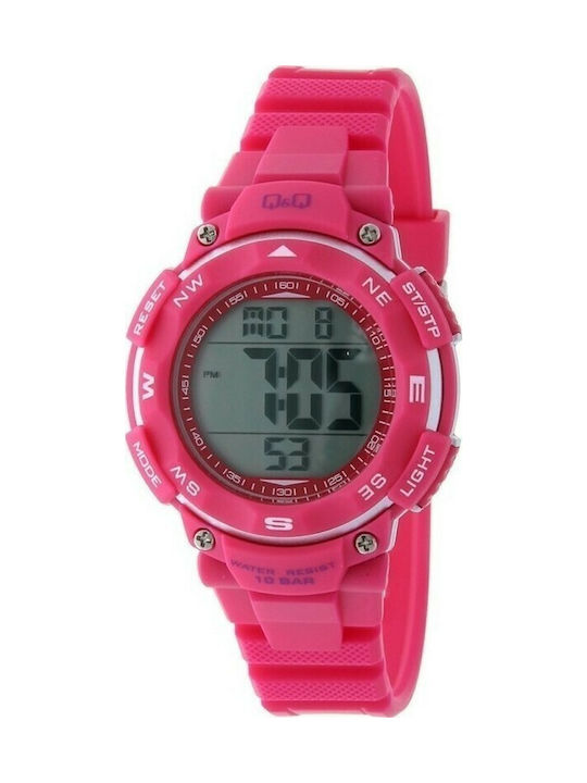 Q&Q Digital Watch with Pink Rubber Strap M149J006