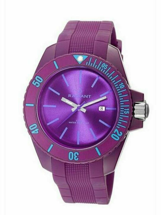 Radiant Ανδρικό Ρολόι 49mm Μπαταρίας με Μωβ Καουτσούκ Λουράκι