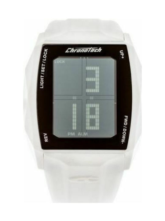 Chronotech Digital Ceas Baterie cu Alb Curea de...