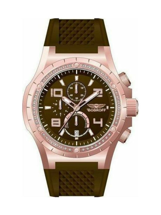 Bobroff Watch Battery with Brown Rubber Strap BF1002L65