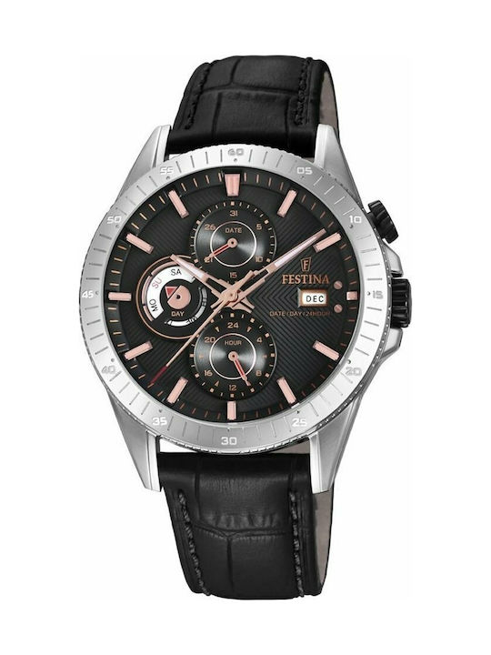 Festina Watch Battery with Black Leather Strap F16990/3