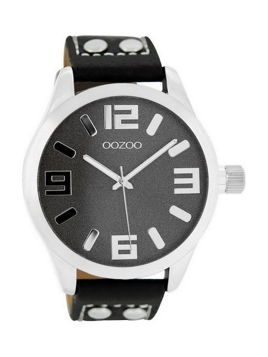 Oozoo Timepieces Watch Battery with Black Leather Strap