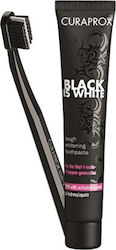 Curaprox Black Is White 90ml + Οδοντόβουρτσα 5460 Zahnpasta mit Aktivkohle für Aufhellung 90ml