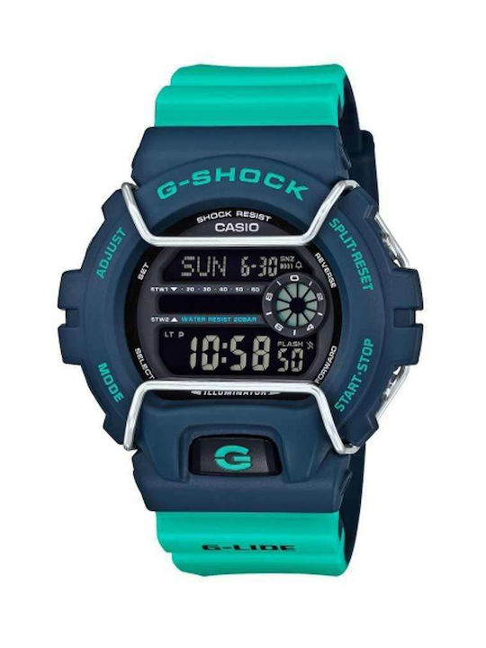 Casio G-Shock Digital Watch Battery with Turquoise Rubber Strap