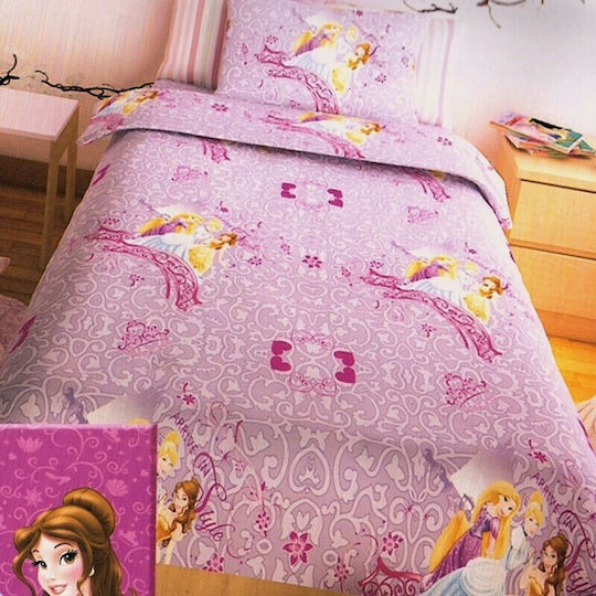 Disney Σετ Παιδικό Πάπλωμα Μονό με Μαξιλαροθήκη Princess Purple 160x240εκ.