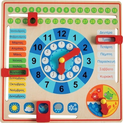 Tooky Toys Ημερολόγιο Educational Game Telling Time Learning made of Wood for 3+ Years Old