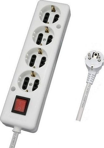 CHaralampidis Four-socket Straight 3x1.5mm Power Strip 4 Positions with Switch and Cable 3m