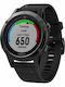 Garmin Fenix 5 Stainless Steel 47mm Αδιάβροχο Smartwatch με Παλμογράφο (Black with Black Band)