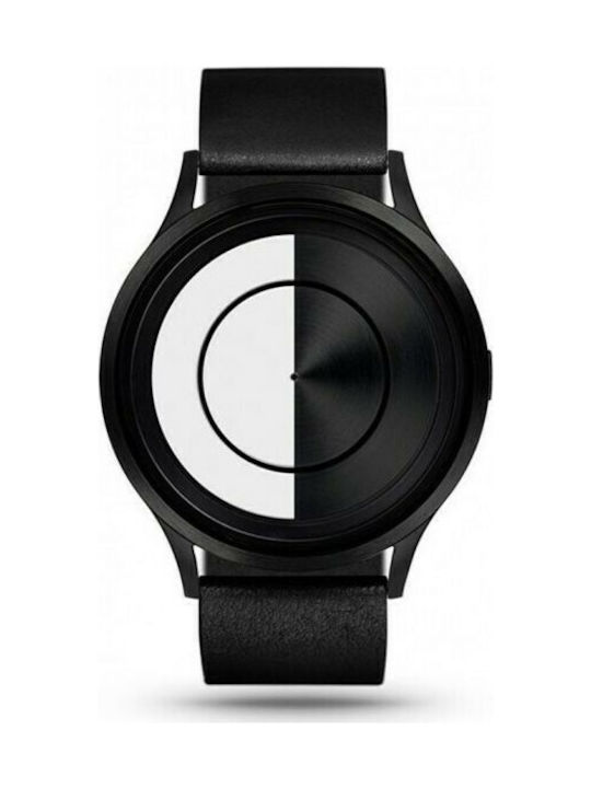 Ziiiro Lunar Watch Battery with Black Leather Strap