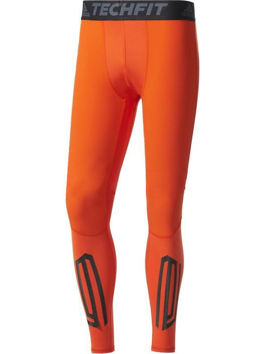 adidas Techfit Tough Long Tights Ανδρικό Αθλητικό Κολάν Compression Μακρύ Πορτοκαλί