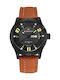 Naviforce 9070 Watch Battery with Brown Leather Strap