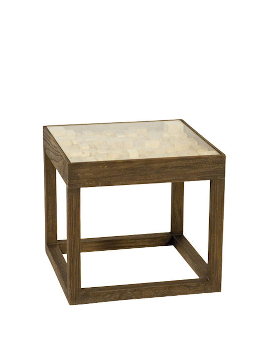 Merlin Square Solid Wood Side Table Brown L50xW50xH50cm