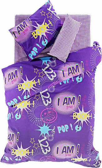 Nima Sheet Set Single Cotton Boom Pop Purple 160x260cm 3pcs