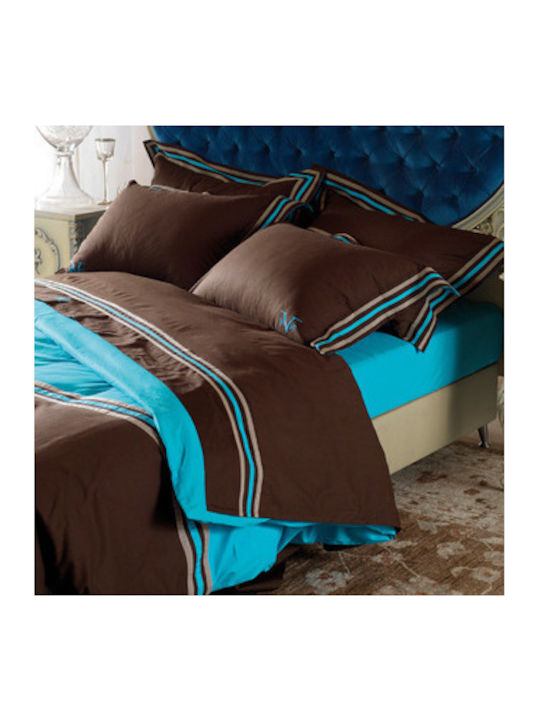 19V69 Duvet Cover Set King with 2 Pillowcases 230x250 Embroidered Gramma Turchese 10.00062