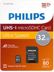 Philips FM32MP45B microSDHC 32GB Klasse 10 U1 V10 Hohe Geschwindigkeit