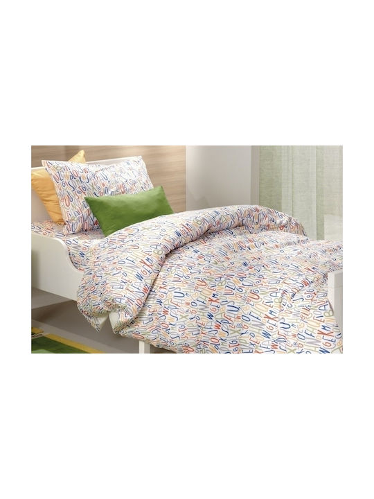 Saint Clair Sheet Set Single Cotton Letters Multi 160x250cm 3pcs