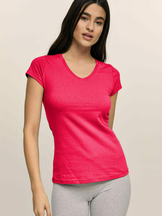 Bodymove Women's Sport T-shirt with V Neckline Fuchsia
