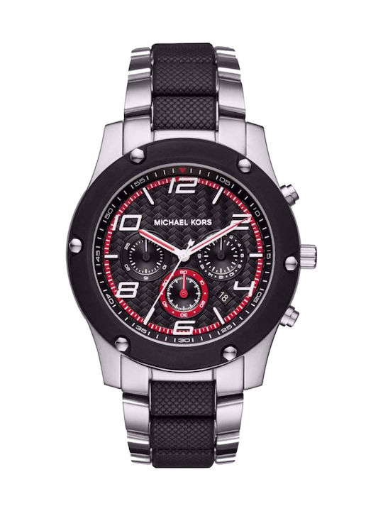 Michael Kors Caine Men's Watch 45mm Chronograph Battery with Black Metal Bracelet