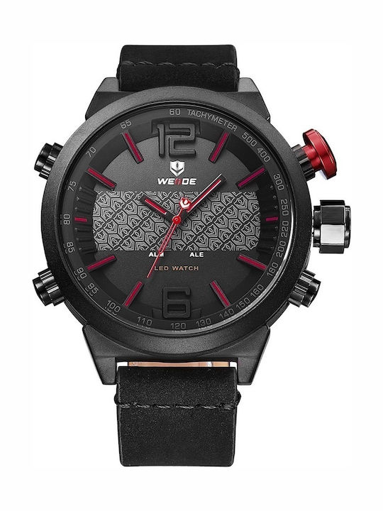 Weide Men's Watch 50mm Battery with Black Leath...