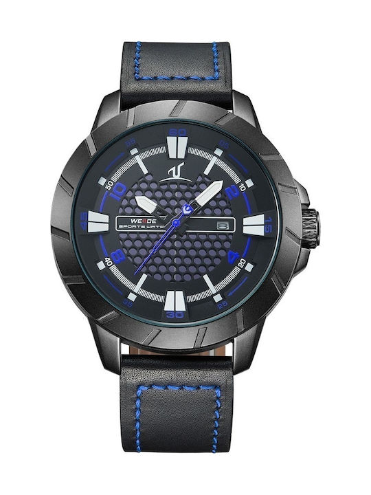 Weide Men's Watch 50mm Battery with Black Leather Strap