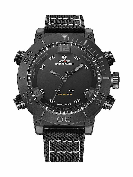 Weide Herrenuhr 50mm Batterie mit Schwarz Stoff...