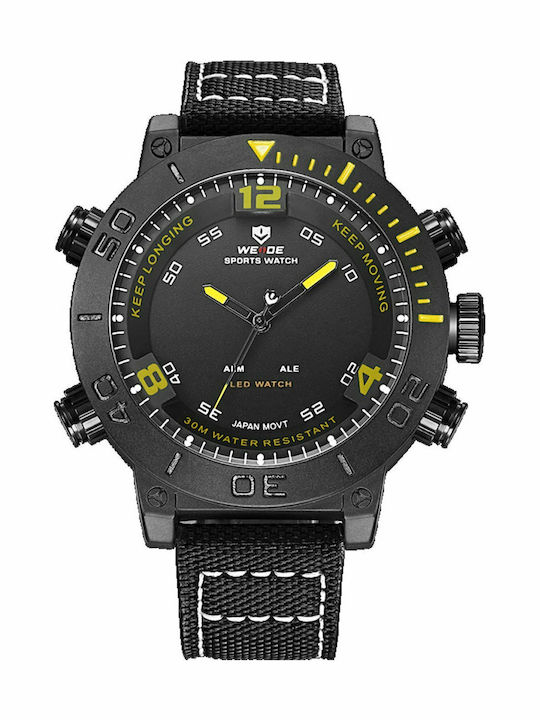 Weide Herrenuhr 50mm Batterie mit Schwarz Stoff...