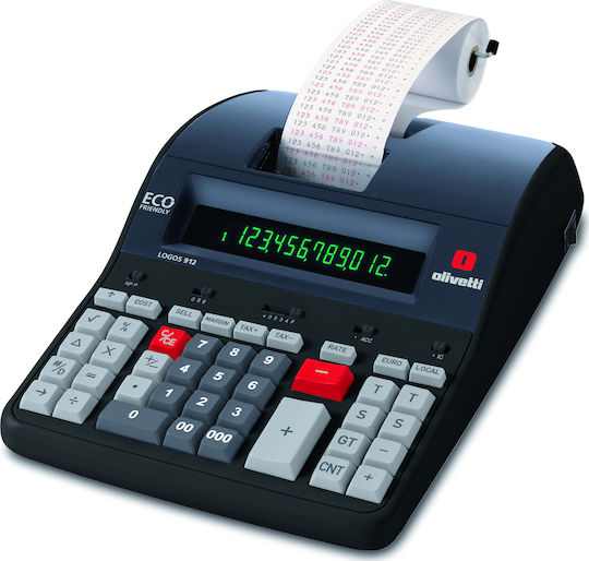 Olivetti Logos 912 Калкулатор Ролка Хартия За Разписки 12 Цифри В Черен Цвят