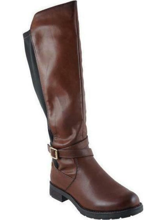 Xti Synthetic Leather Women's Boots with Zipper Brown Brown