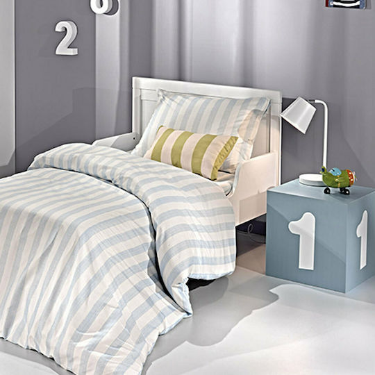 Saint Clair Комплект чаршафи Единично Памучни Stripes Синьо 160x250см 3бр