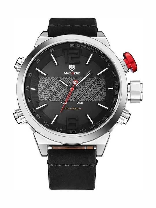 Weide Men's Watch 50mm Battery with Black Leather Strap