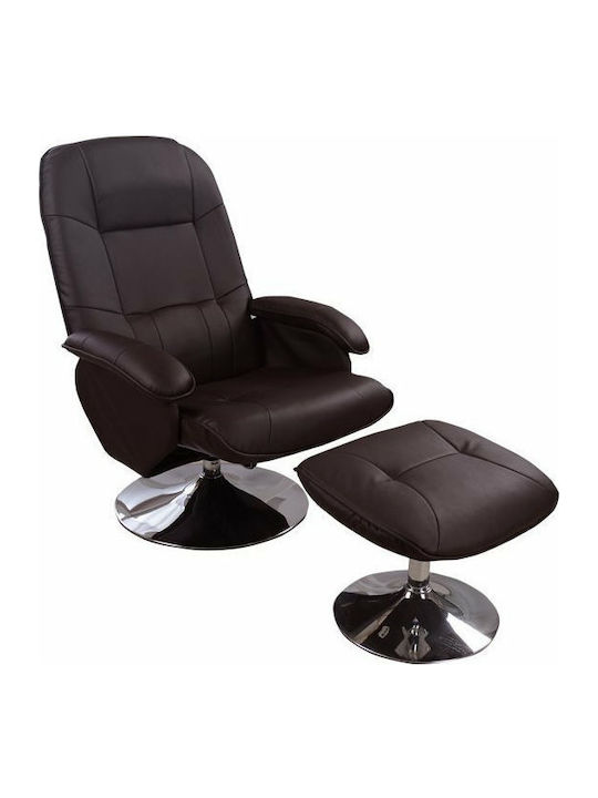 Artificial Leather Relax Armchair with Footstool Brown 78x57x95.5cm