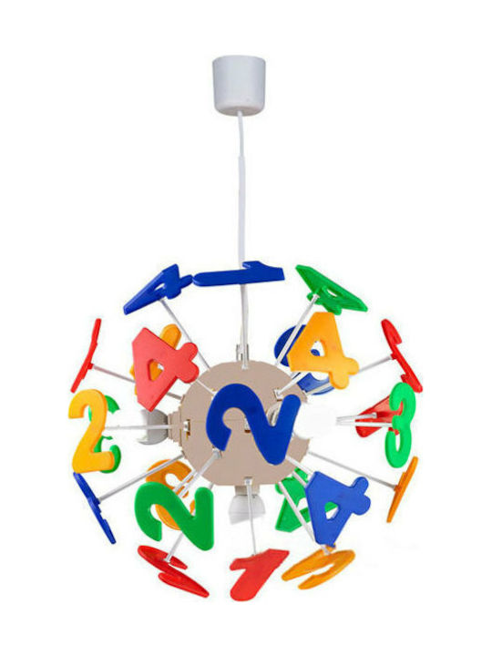 Aca Αριθμοί Multi Bulbs Kids Lighting Pendant of Plastic 40W with Drive Size E14