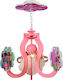 Aca Παραμύθι Multi Bulbs Kids Lighting Pendant Metallic 40W with Drive Size E14 Ροζ 24cm