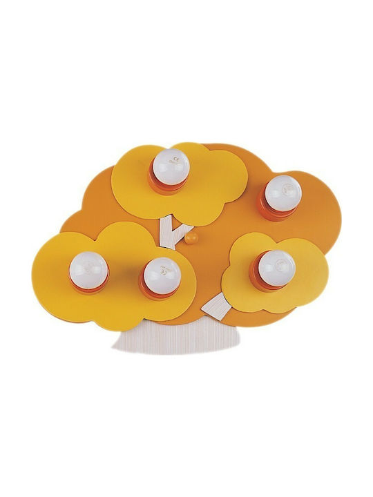 Aca Σύννεφα Multi Bulbs Kids Lighting Ceiling Light Wooden 40W with Drive Size E14 In Orange Colour 41cm