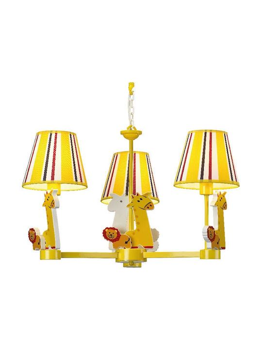 Aca Ζούγκλα Multi Bulbs Kids Lighting Pendant of Plastic 40W with Drive Size E14 In Yellow Colour 59cm