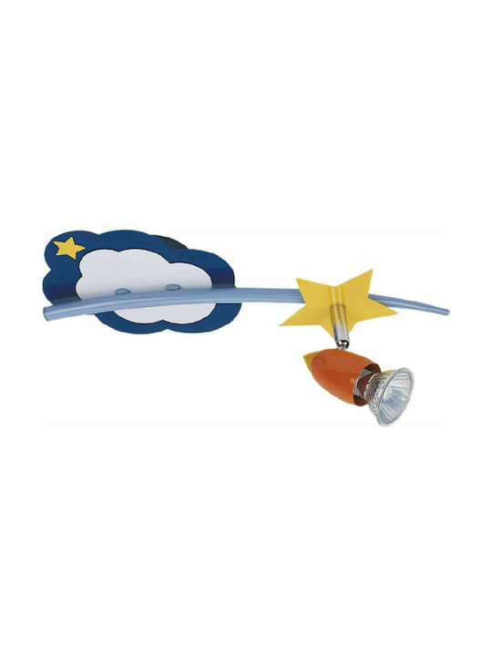 Aca Αστέρι Single Bulb Kids Lighting Ceiling Light Metallic 50W with Drive Size GU10 In Blue Colour