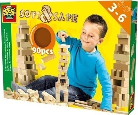 Ses Creative Блокчета Създайте с меки тухлички 90 бр Дървени за 3-6 години години 90бр
