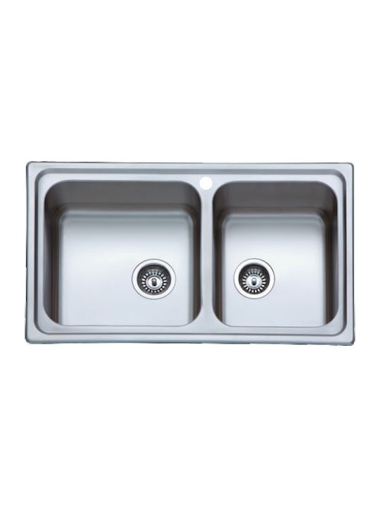 Macart Iris N-175 Drop-In Sink Left Inox Satin W86xD50cm Silver