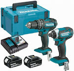 Makita Сет Ударна бормашина & Ударна отвертка 18V с 2 батерии 5Ах и калъф