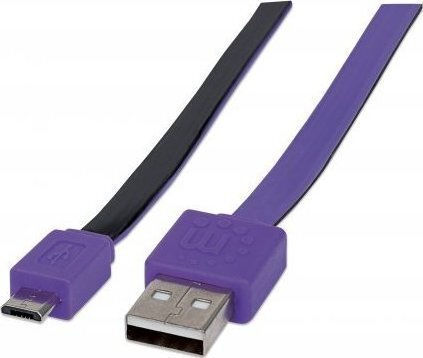 Manhattan Flat USB 2.0 to micro USB Cable Μωβ 1m (391368)