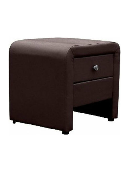 Bedside Table with Artificial Leather Brown 45x38x42cm