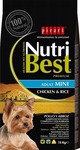 Picart NutriBest Premium Adult Mini 10kg Dry Food for Adult Dogs of Small Breeds with Chicken and Rice