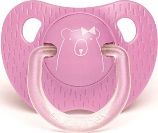 Suavinex Πιπίλα Σιλικόνης για 18+ μηνών Bear με Θήκη Ροζ