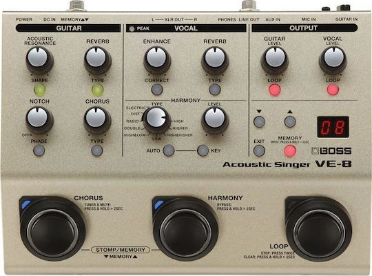 Boss VE-8 Acoustic Singer VE-8 Πετάλι Preamp Φωνής και Ηλεκτροακουστικών Οργάνων