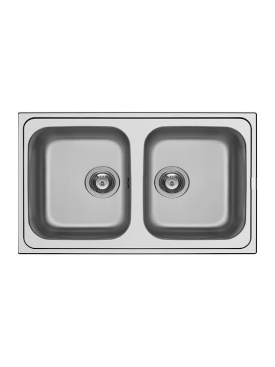 Pyramis Inset 2B 101048601 Drop-In Sink Inox Satin W79xD50cm Silver