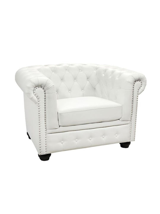 Chesterfield Armchair from Leatherette White 110x90x73cm